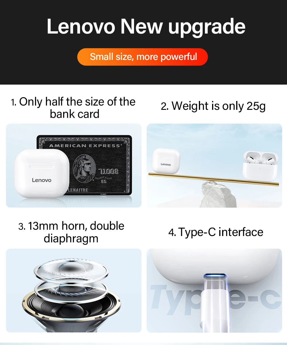 Audífonos Lenovo LP40 TWS con control táctil