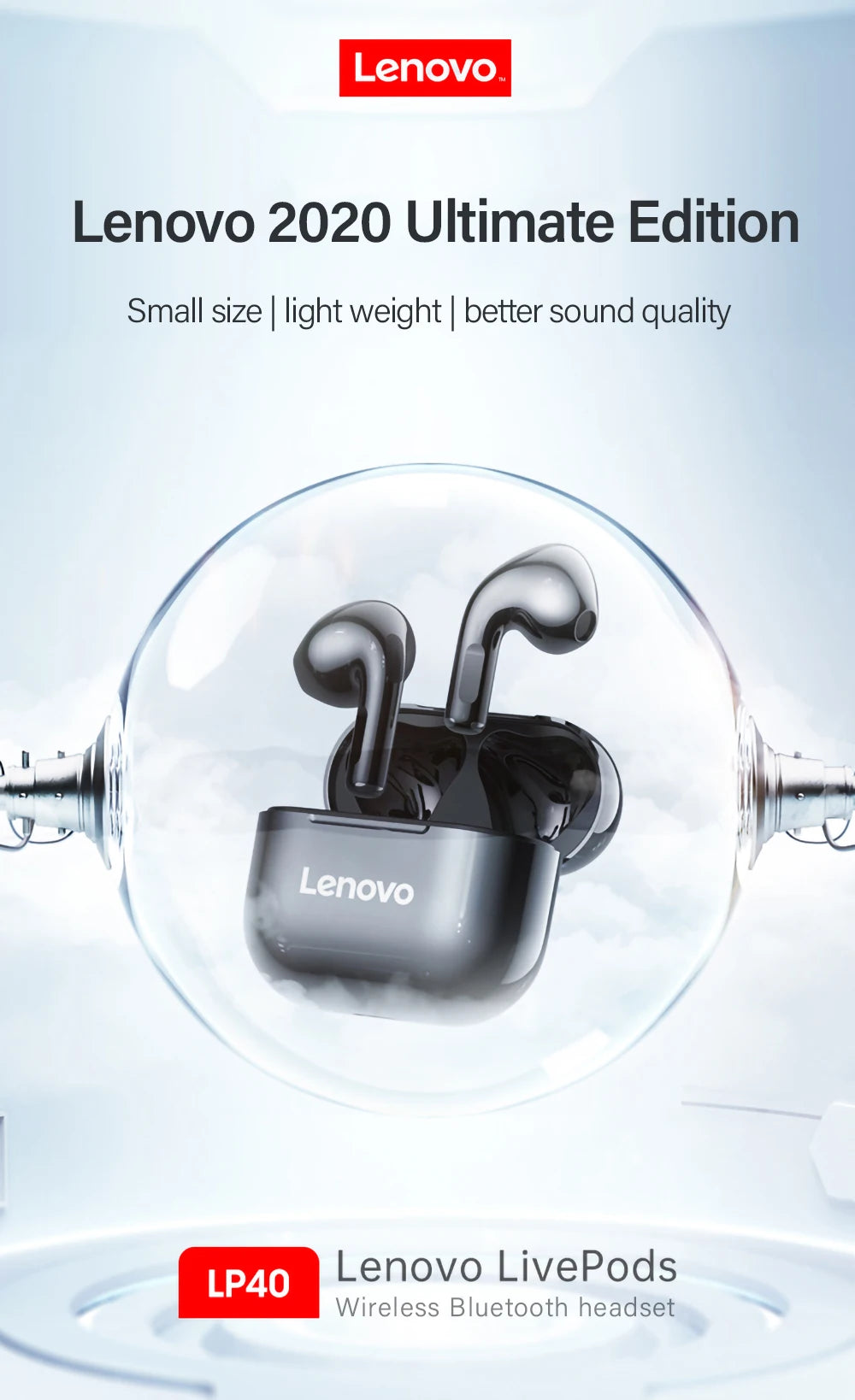 Audífonos Lenovo LP40 TWS con control táctil