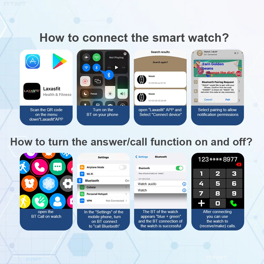 Smartwatch LAXASFIT H9/H6 – salud completa y respuesta de llamadas