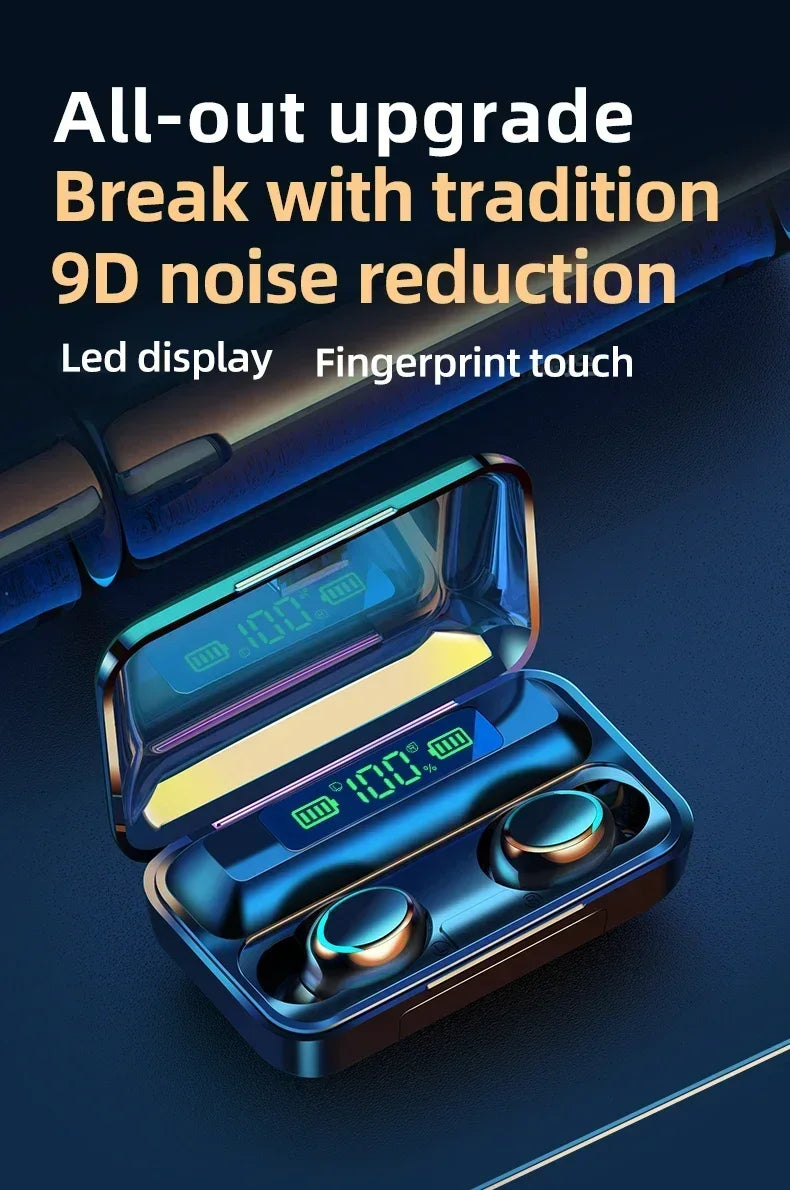 Audífonos Bluetooth F9 9D estéreo con alta potencia y resistentes