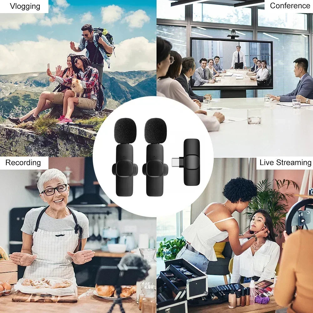 Micrófono lavalier inalámbrico portátil para streaming y videos