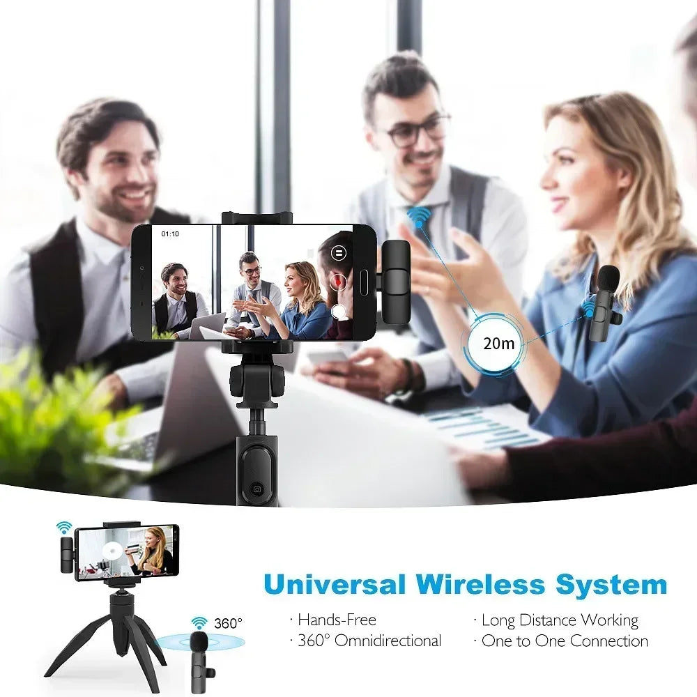 Micrófono lavalier inalámbrico portátil para streaming y videos