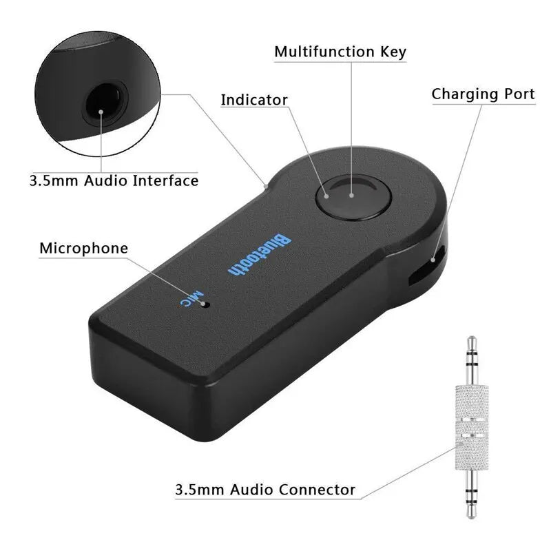 Receptor Bluetooth 5.0 AUX para auto con micrófono y amplificador de sonido