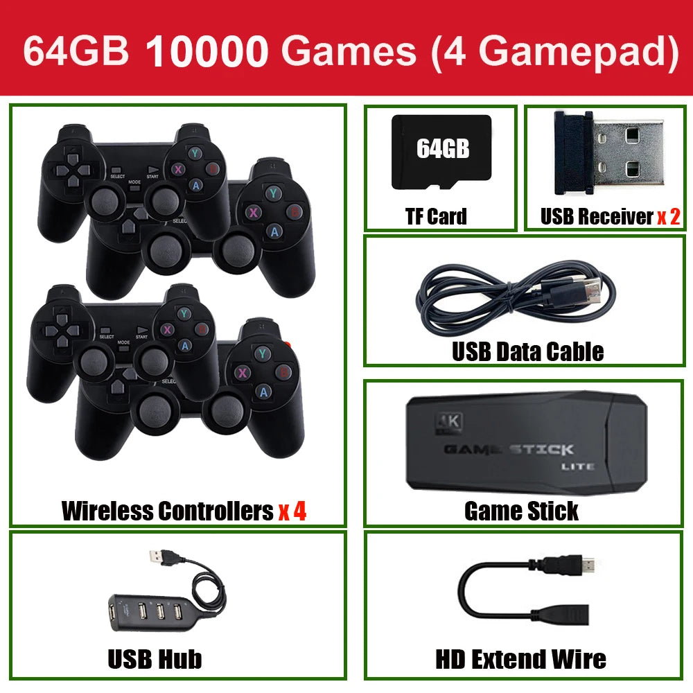 Consola de juegos retro 4K con doble control inalámbrico y 20,000 juegos