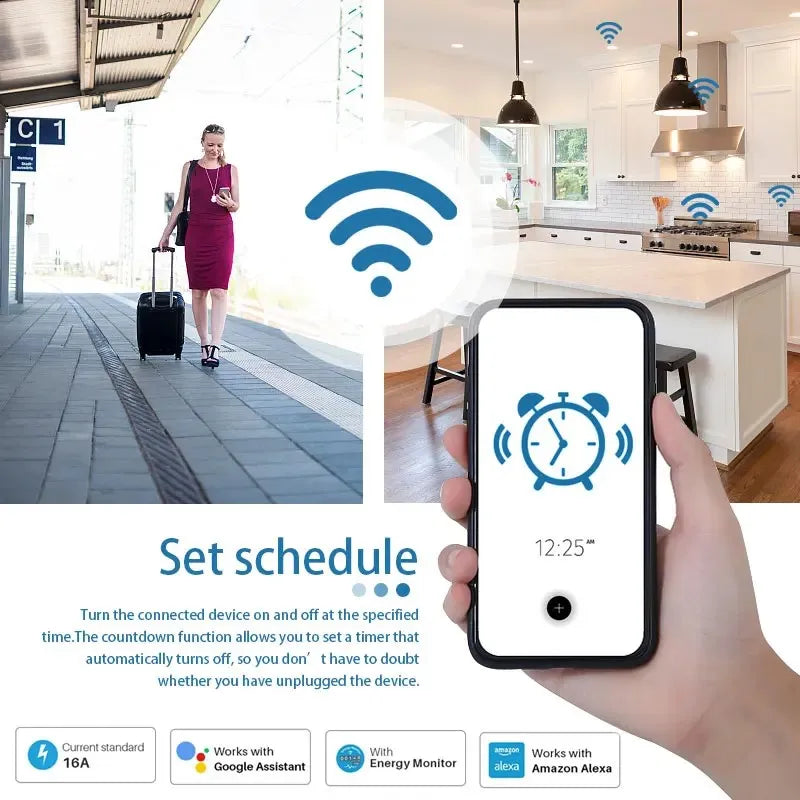 Enchufe inteligente Tuya WiFi 16A/20A – control por app y voz