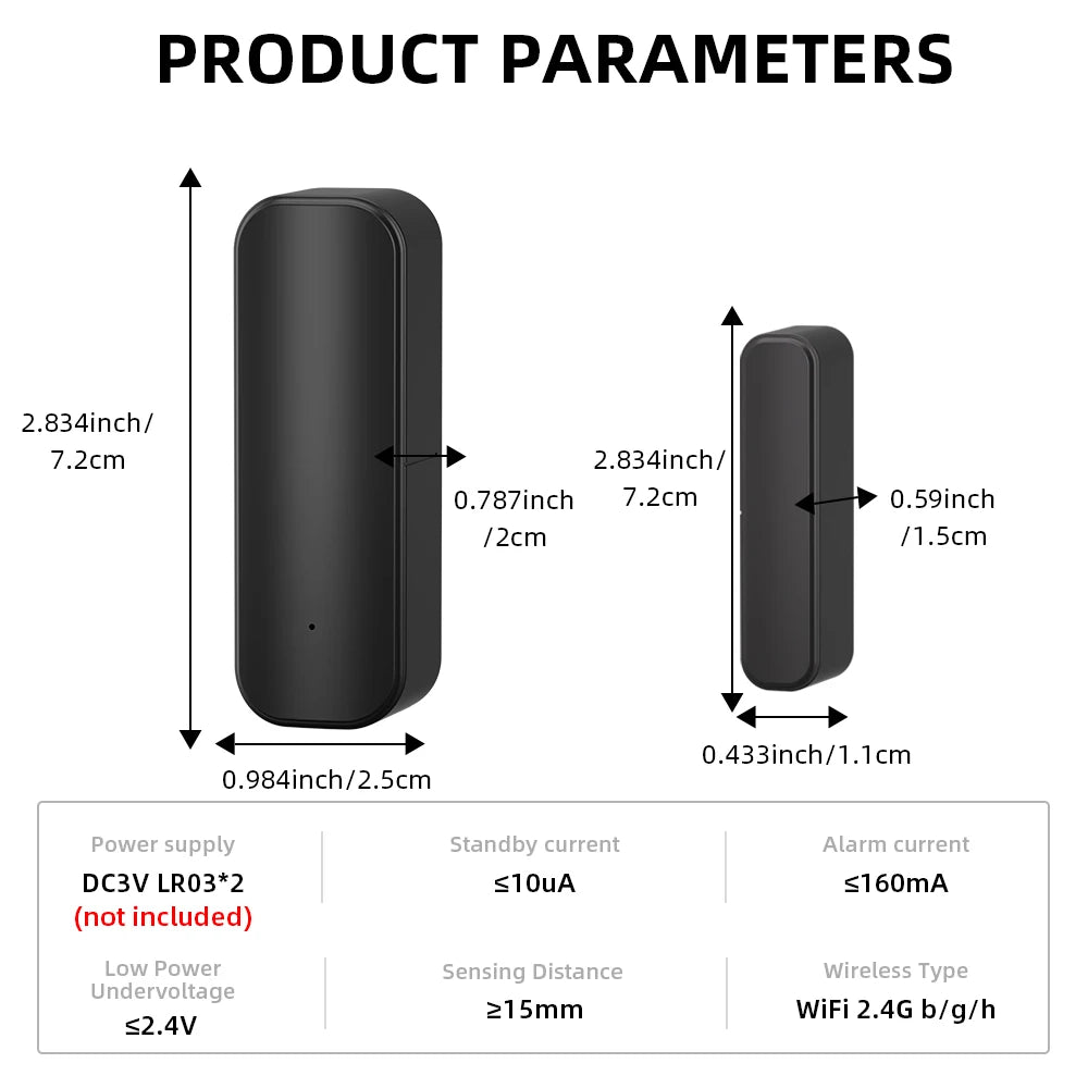Sensor de puerta/ventana Tuya WiFi/ZigBee – alerta inteligente