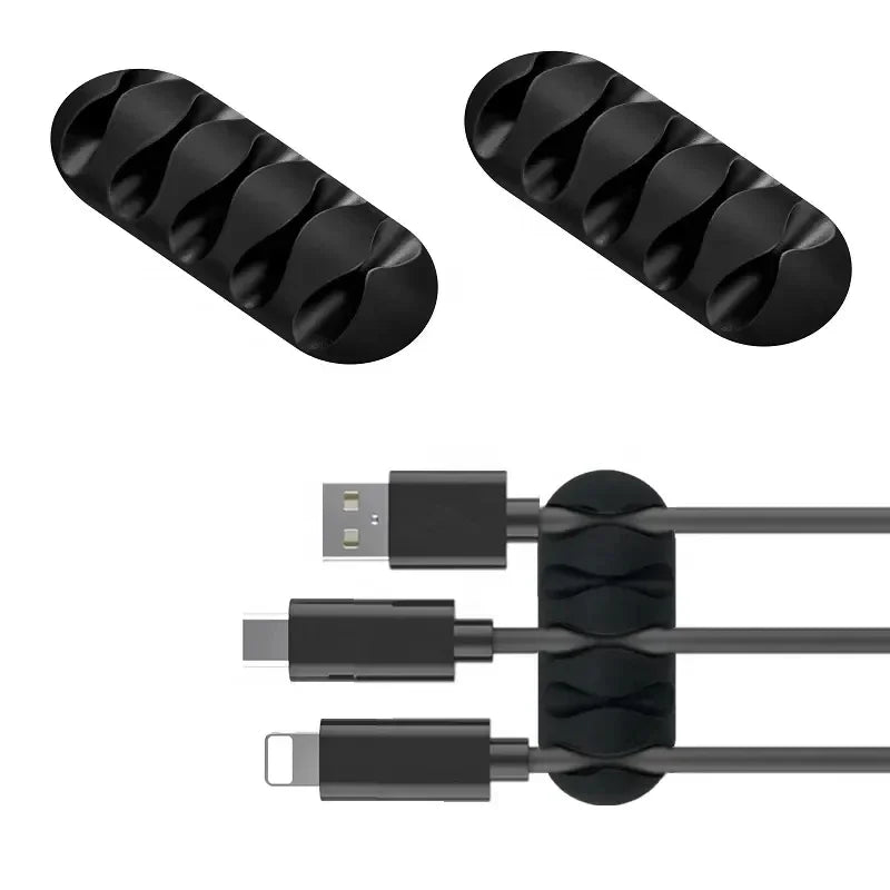Organizadores de cables USB de silicona autoadhesivos