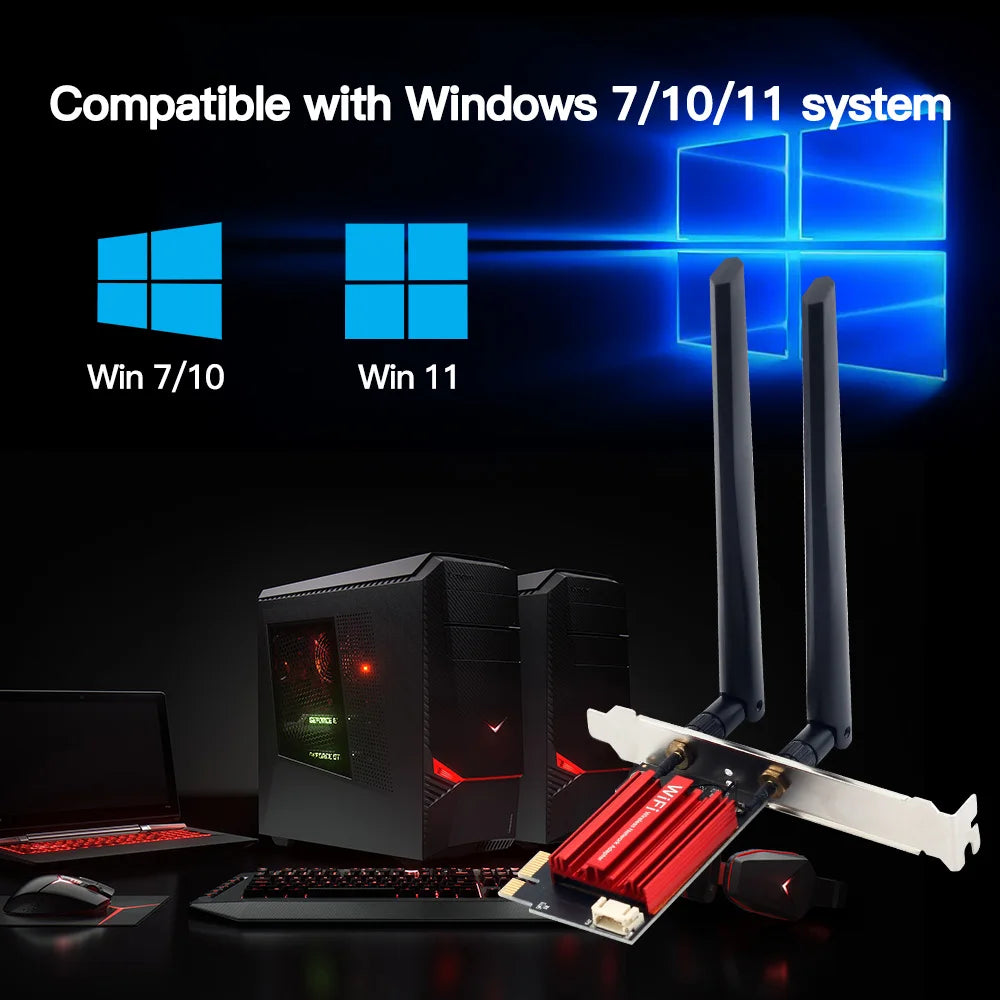 Adaptador WiFi PCI-E FENVI AC1200 doble banda para PC y laptop
