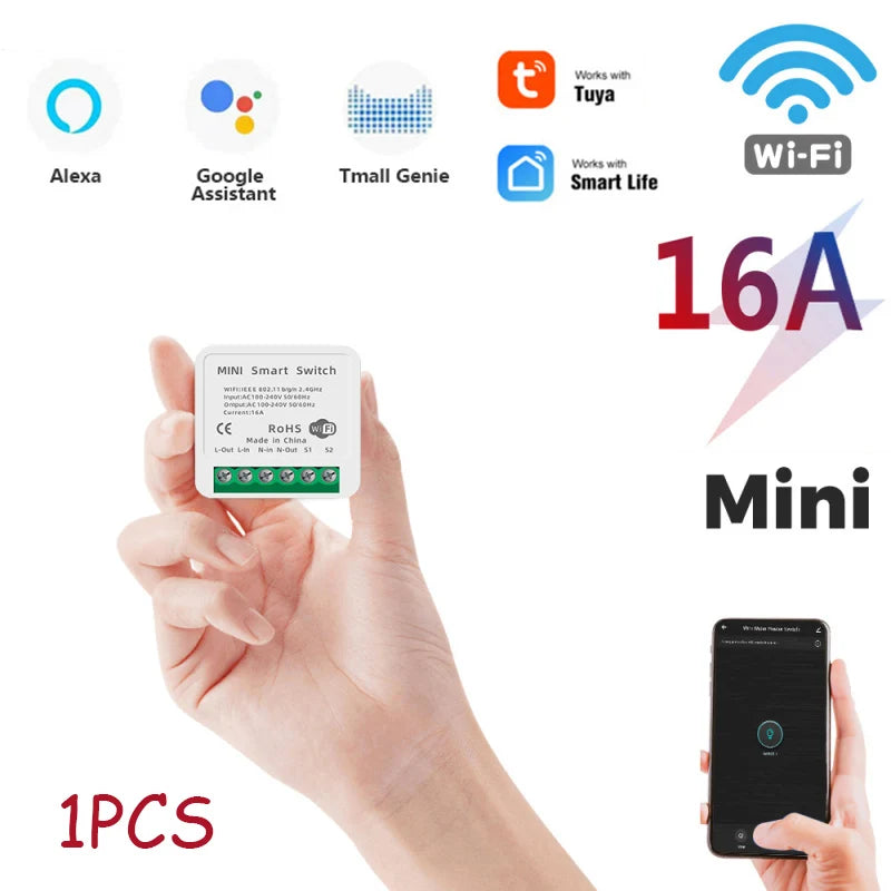 Interruptor WiFi inteligente 16A Tuya – Alexa/Google/Yandex