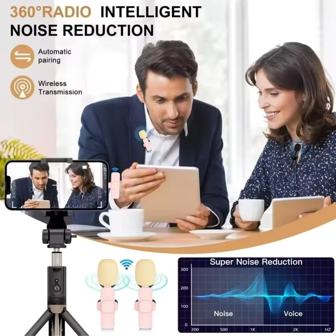 Micrófono lavalier inalámbrico portátil para streaming y videos