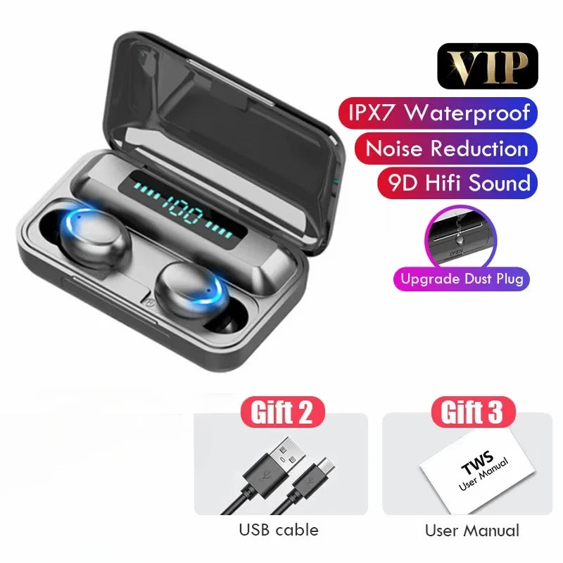 Audífonos Bluetooth F9 9D estéreo con alta potencia y resistentes