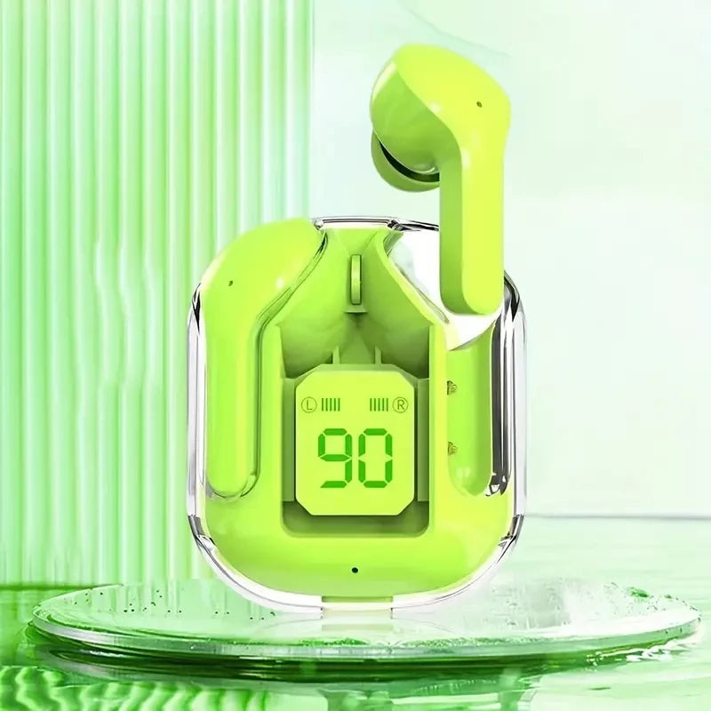 Audífonos Bluetooth T2 transparentes con pantalla LED y sonido HiFi para Xiaomi