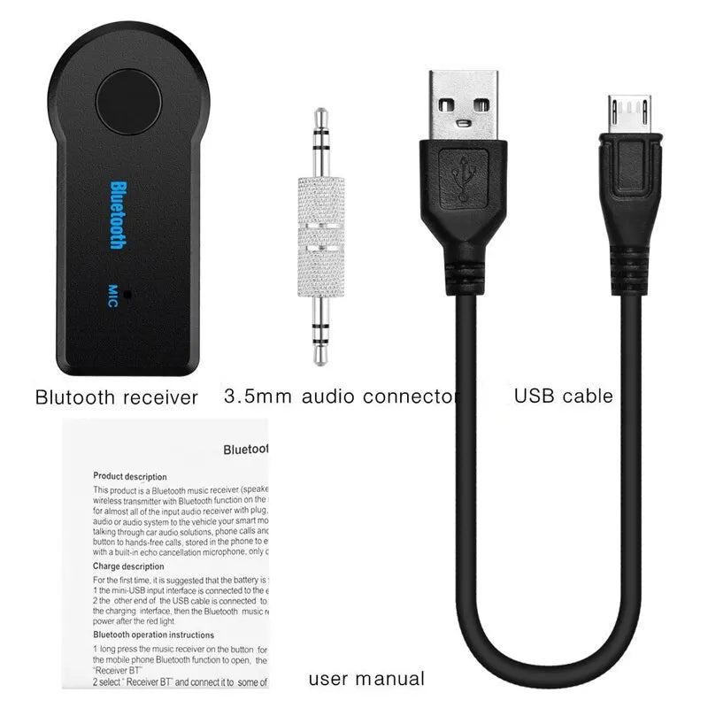 Receptor Bluetooth 5.0 AUX para auto con micrófono y amplificador de sonido