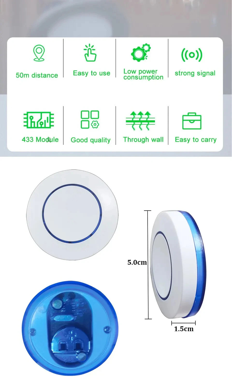 Interruptor inalámbrico RF433Mhz – control remoto 10A para luces