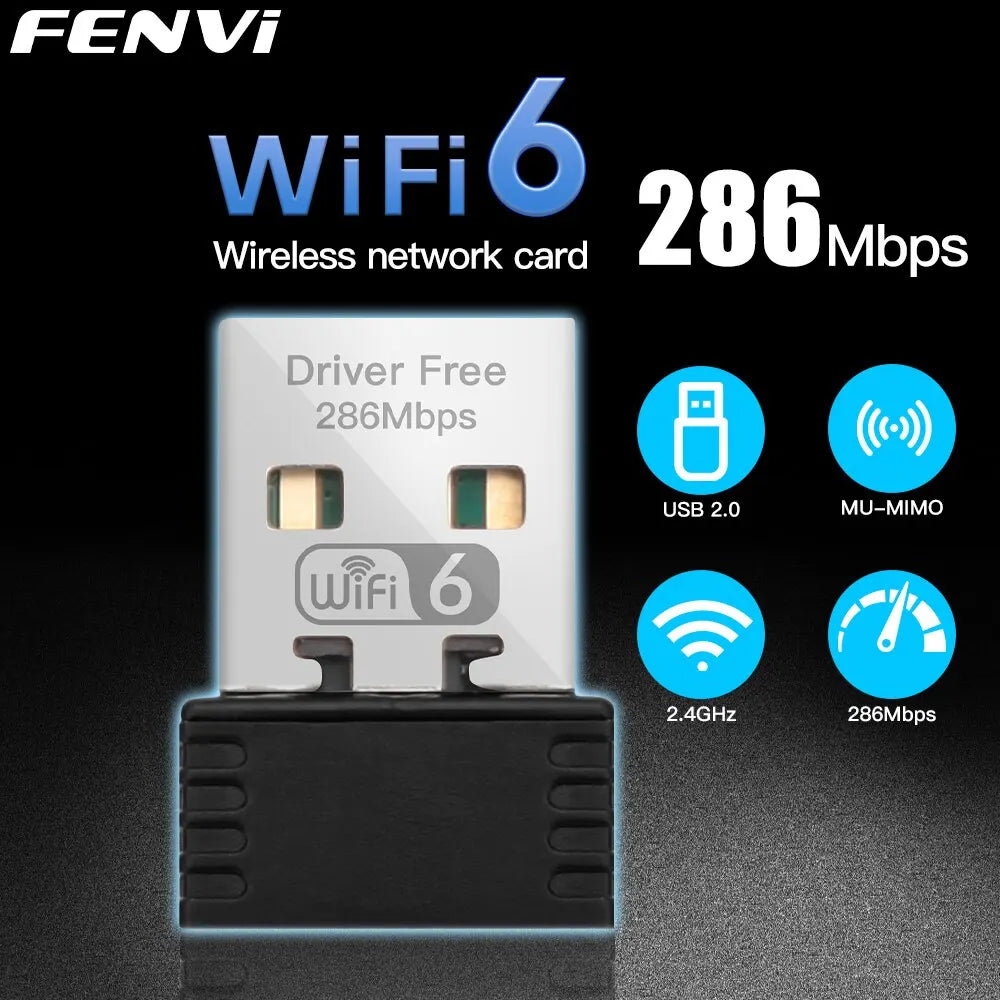 Adaptador WiFi 6 USB FENVI AX286 para PC – sin necesidad de drivers