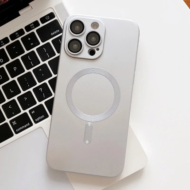 Funda magnética Magsafe mate con protector de cámara – iPhone 11–15