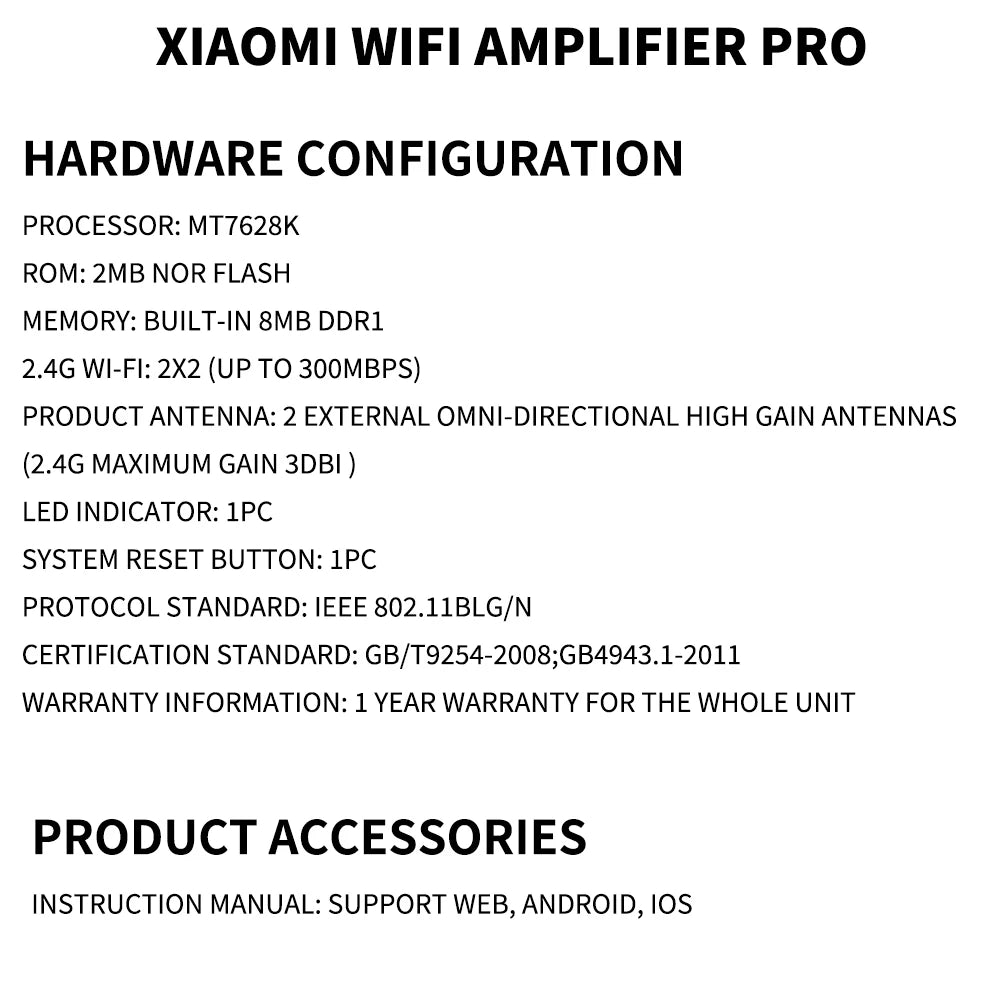 Amplificador WiFi Xiaomi Pro 300M – repetidor y extensor de red 2.4G