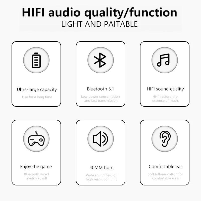 Audífonos Bluetooth P9 con micrófono y cancelación de ruido para gaming y deporte