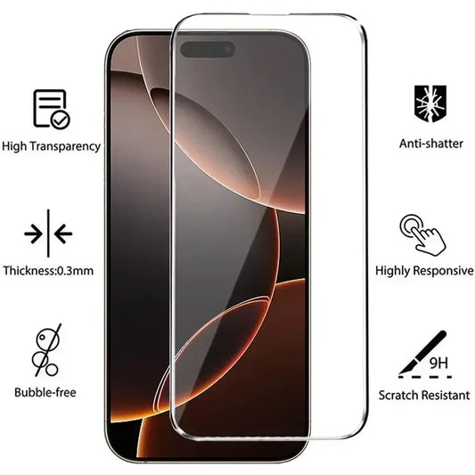 Vidrio templado (4 uds) cobertura total iPhone 15/16 Pro Max