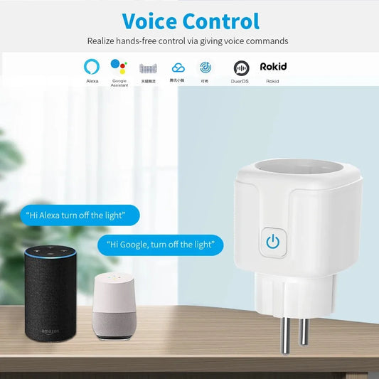 Enchufe inteligente Tuya WiFi 16A/20A – control por app y voz