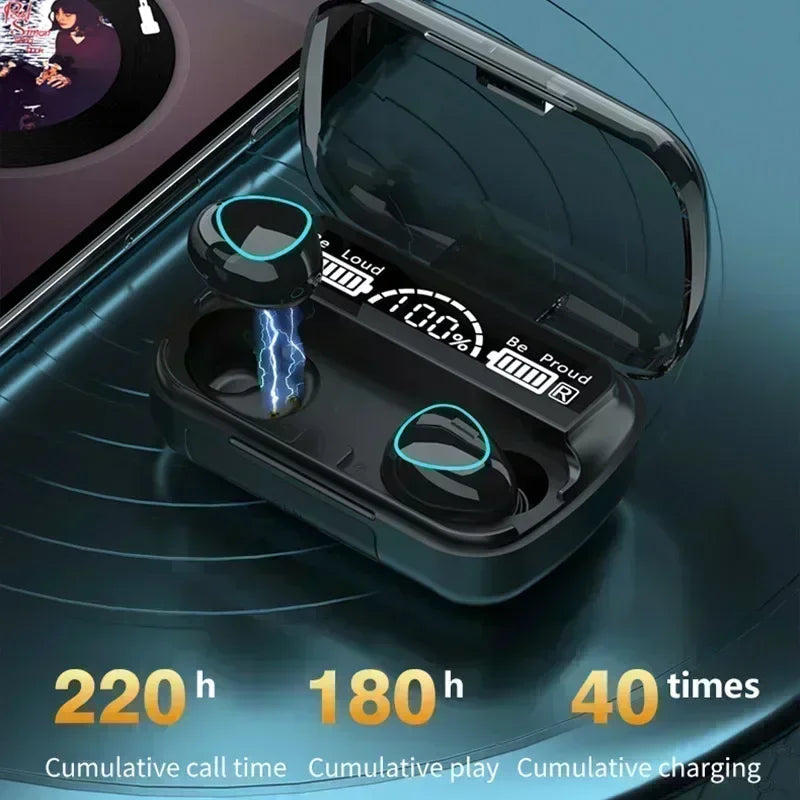 Audífonos Bluetooth M10 con display LED, sonido HiFi y resistentes al agua