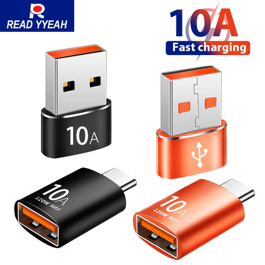 Adaptador USB-C a USB-A OTG 10A – carga rápida y datos