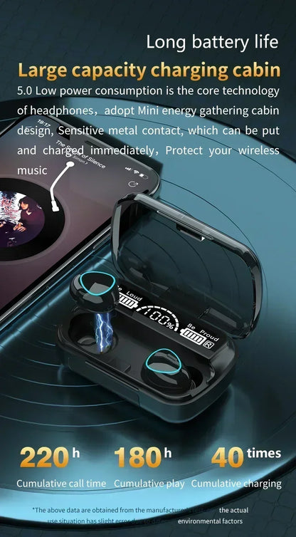 Audífonos Bluetooth deportivos M10 con cancelación de ruido y micrófono