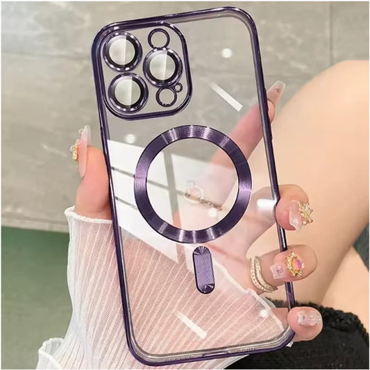 Funda Magsafe suave con lente para iPhone 11–16 Pro Max