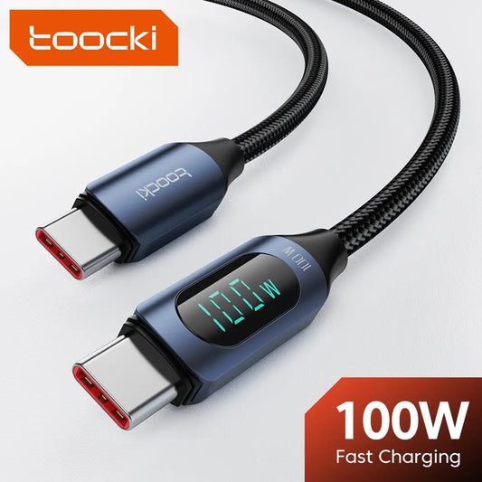 Cable USB-C a USB-C Toocki 100W con pantalla – carga rápida