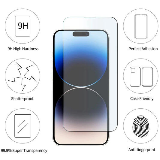 Vidrio templado (3 o 5 uds) para iPhone 8 a 16 Pro Max