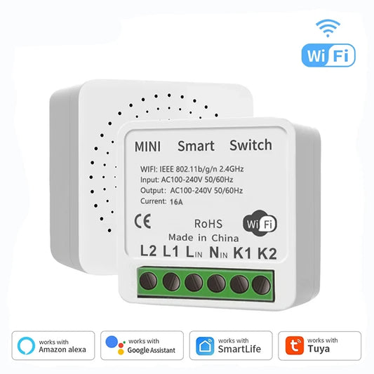 Interruptor WiFi inteligente 16A Tuya – Alexa/Google/Yandex