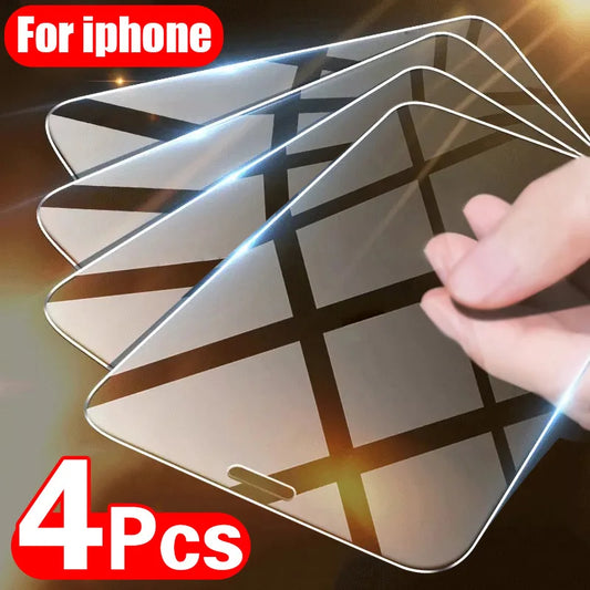 Vidrios templados (4 uds) para iPhone 7 a 15 Pro