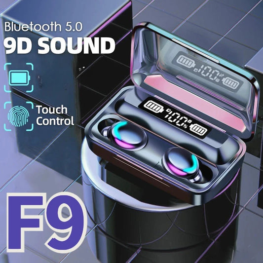 Audífonos Bluetooth F9 9D estéreo con alta potencia y resistentes
