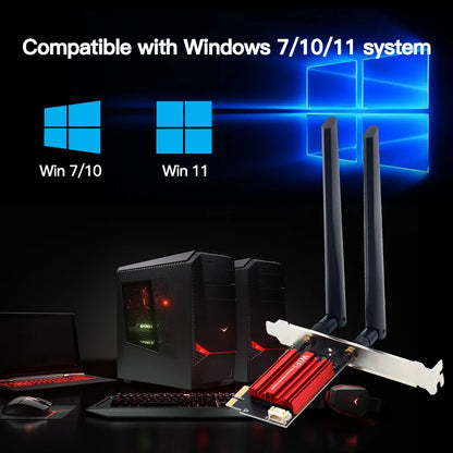 Adaptador WiFi PCI-E FENVI AC1200 doble banda para PC y laptop