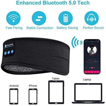 Audífonos Bluetooth deportivos con banda elástica para dormir y máscara de música