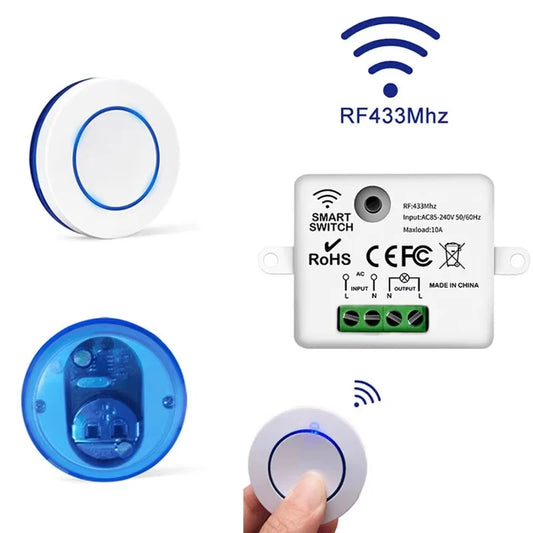 Interruptor inalámbrico RF433Mhz – control remoto 10A para luces