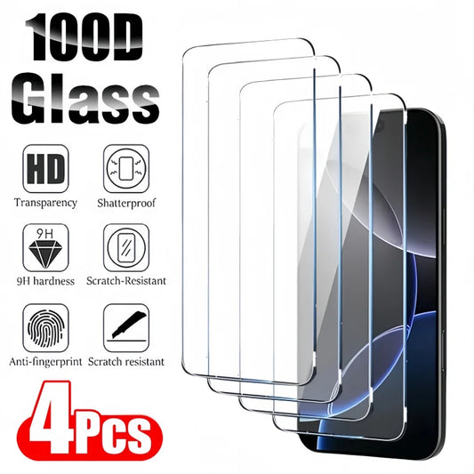 Vidrio templado (4 uds) cobertura total iPhone 15/16 Pro Max