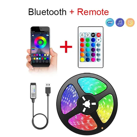 Tira LED RGB 5V USB – luces decorativas con control infrarrojo
