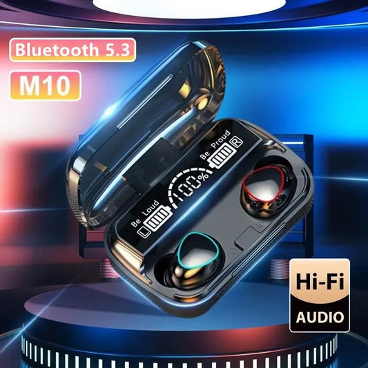 Audífonos Bluetooth M10 con display LED, sonido HiFi y resistentes al agua